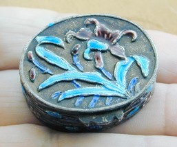 Antique Silver Metal Enamel Chinese Export Snuff Pill Box - £47.95 GBP