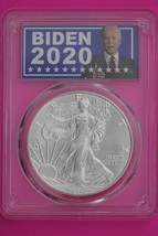 Joe Biden Label 2020 MS 70 Silver Eagle Coin 1 OZ .999 PCGS Certified Graded 568 - $1,509.48 MXN