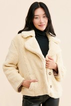 Free People Women&#39;s Joplin Faux Fur Warm Teddy Coat Jacket Size M Ivory ... - £39.46 GBP