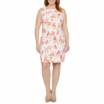 Alyx Sleeveless Floral Sheath Dress Plus Size 20W White Coral Green New - $38.26