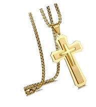 Cross Necklace for Men Stainless Steel Pendant Christ - £45.32 GBP