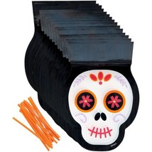 Day Of The Dead Skull Halloween Treat Bags Ties 15 Ct  Wilton - £3.38 GBP