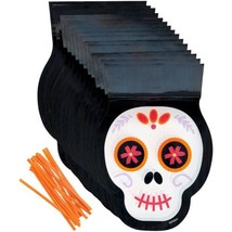 Day Of The Dead Skull Halloween Treat Bags Ties 15 Ct  Wilton - £3.39 GBP