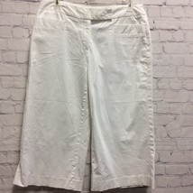 Rafaella Womens Wide Leg Capri Pants White Pockets Cotton Stretch Twill 10 - $15.35