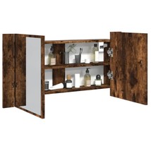 Modern Wooden Bathroom Mirror Cabinet With LED Lights &amp; Storage Shelves Wood - £56.47 GBP+