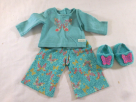 My American Girl Doll Butterfly Garden P Js Outfit Complete Top Bottom Slippers - £11.91 GBP