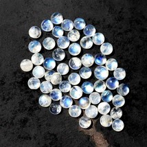 Natural White Rainbow Moonstone Gemstone Cabochon 10x10 MM Round Shape Stone - £2.34 GBP+