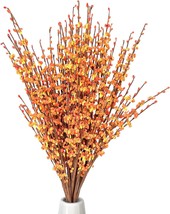 10Pcs 29.5" Long Artificial Flower Winter Jasmine Folk Pip Berry Plant, Orange - $34.99