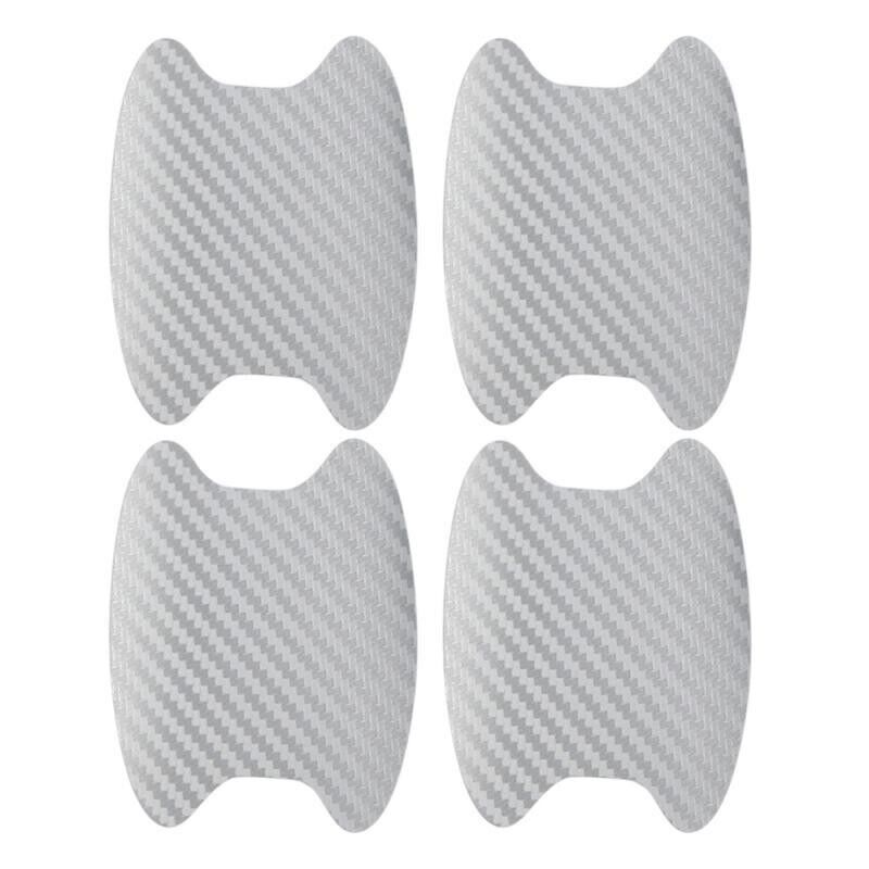 4x Silver Carbon Fiber Car Door Handle Anti-Scratch Protector Film Stickers - $4.85