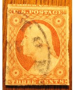 1847 3 Cent George Washington red Stamp Vintage Used - £11.72 GBP