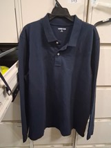 New Lands’ End Dark Navy Blue Long Sleeve Cotton Polo Shirt Mens Sz XL 3... - $49.34 CAD