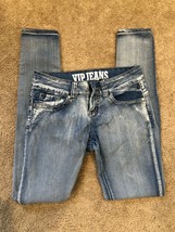 VIP Jeans 3/4 Juniors Light Acid Wash Skinny Jeans Stretch Midrise Denim... - £10.95 GBP