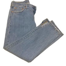 Levi&#39;s 501 Jeans Grommets Split Hem Light Wash Denim Straight Leg Size 28 x 27 - £39.52 GBP