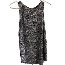 Whowhatwear Tank Top Womens M Black White Floral Sleeveless Button up Back - £8.07 GBP