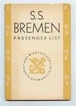 S S Bremen 1932 Tourist Class Passenger List North German Lloyd New York Bremen  - £37.36 GBP