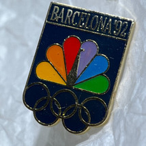 NBC 1992 Barcelona Spain Olympics USA Olympic Torch Lapel Hat Pin Sports Pinback - £4.75 GBP