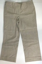 New York &amp; Company Womens Capri Pant Khaki Beige Glen Check Stretch Flat... - $10.93