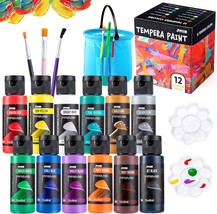 12PCS Washable Kids Tempera Paint Set 2 oz Each Liquid Poster Paint with... - £19.77 GBP