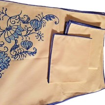 Handmade Cloth Placemat Cream 12 x 16 4 Embroidered Corner &amp; 4 Plain Napkins 12 - $29.70