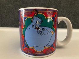 Vintage Disney Aladdin Mug Coffee Cup 1990s Genie Jafar Jasmine Made in Indonesi - $13.09