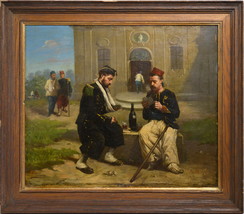 French Genre scene Little joys in a military hospital 19th century Oil painting - £2,078.32 GBP