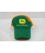 John Deere Mesh Trucker Hat Embroidered Logo OS Adjustable Green Yellow USA - £18.91 GBP