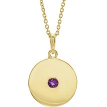 Authenticity Guarantee 
14k Yellow Gold Amethyst Disc Necklace - £656.25 GBP