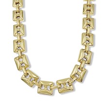 Anchor Mariner Necklace 12mm Square Puffed Gold over 925 Sterling Silver 30 inch - £155.48 GBP