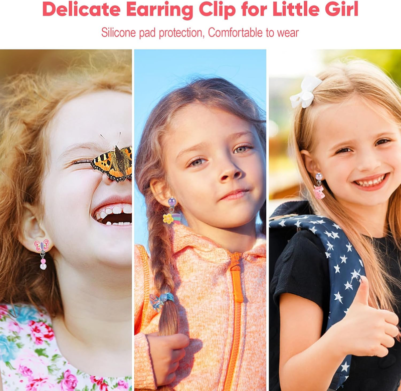 15 Pairs Clip on Earrings for Girls 4-6 10-12, Cute Kids Clip on Earrings for Te Item image 3