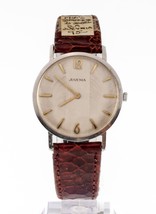 Juvenia Vintage Men&#39;s Stainless Steel Hand-Winding Watch w/ Leather Band - £380.77 GBP