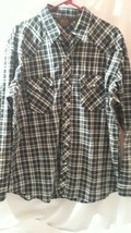 Vintage BJ-R Plaid Western Shirt XLLong Tail Form-Fit Pearl Snaps  - $18.69