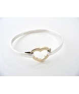 Tiffany &amp; Co Heart Bangle Silver 18K Gold Hook Bracelet Gift Love Classi... - £370.87 GBP