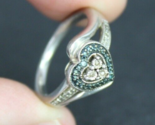 size 7 Sterling HEART ring silver GREEN GEMSTONES estate sale vintage 925 - $34.99