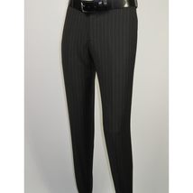 Men Suit BERLUSCONI Italian Wool 180's Pin Stripe One Button Peak UGS95-4 Black image 12