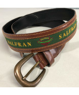 Salfran Brown Faux Leather 35&quot; Embroidered Belt  - £8.83 GBP