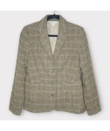 L.L. BEAN houndstooth plaid wool/silk blend Academia 3 Button Blazer Siz... - £34.26 GBP