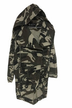 Cookie Couture Women S Green Hooded Camouflage Zip Front Waist Tie Trenc... - £11.97 GBP