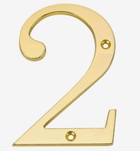 Gatehouse 4&quot; Zinc Alloy House Number, #2, Polished Brass, Includes 2 Screws - $5.95