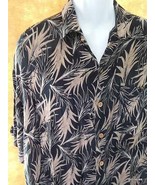 Sierra Palms  Hawaiian Shirt 100%  Rayon Large Black and Beige Jacquard - £14.16 GBP