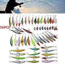 56Pcs Lot Mixed Minnow Fishing Lures Hard Bait Crankbaits Bass Tackle Us Stock - £47.72 GBP