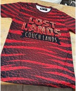 Excision Lost Lands Couchlands Music Festival T Shirt Dinosaur Print (Red) - $21.04 CAD
