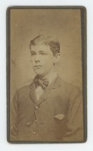 Antique CDV Circa 1870s Handsome Young Man Bow Tie &amp; Suit Hayes New Haven, CT - £7.41 GBP