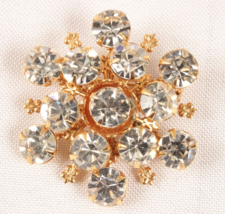 Stunning Vintage Rhinestone Snowflake Brooch Layered Riveted 1.75 Inches... - $11.29