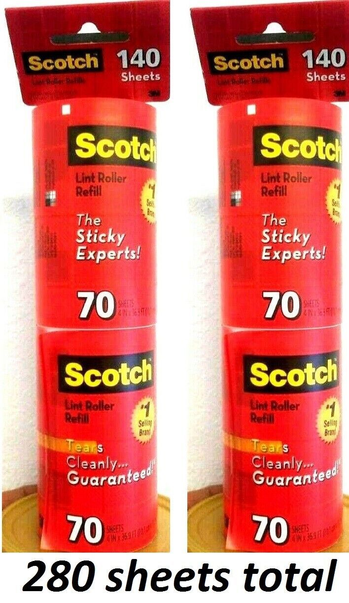 2 Scotch-Brite Lint Roller Refill Tears Cleanly Sticky experts  70 sheets x 4 pk - $15.83