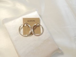 Alfani 1- 3/8 &quot; Silver Tone Simulated Diamond Infinity Leverback Hoops H145 $32 - £9.53 GBP