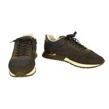 Louis Vuitton Men&#39;s Black &amp; Blue Damier Trainers Rubber Sole Lace Up Sho... - $627.59 CAD