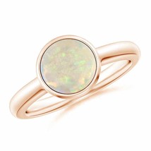 ANGARA Bezel-Set Round Opal Solitaire Engagement Ring for Women in 14K Gold - £782.52 GBP