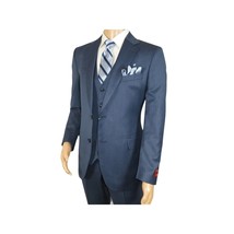 Men Suit BERLUSCONI Turkey 100% Italian Wool Super 180's 3pc Vested #Ber5 Navy image 4