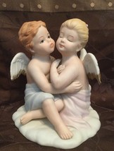 KISSING ANGELS 8838 Girl and Boy Porcelain Bisque Figurine Homco Home In... - $29.99