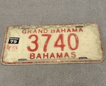 1979 / 1980 Grand Bahama Bahamas Island License Plate #3740 Red &amp; White ... - $39.60